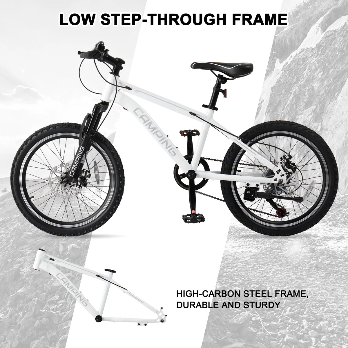 Ktaxon 20" Mountain Bike, 7 Speed Bike with Disc Brakes, Black