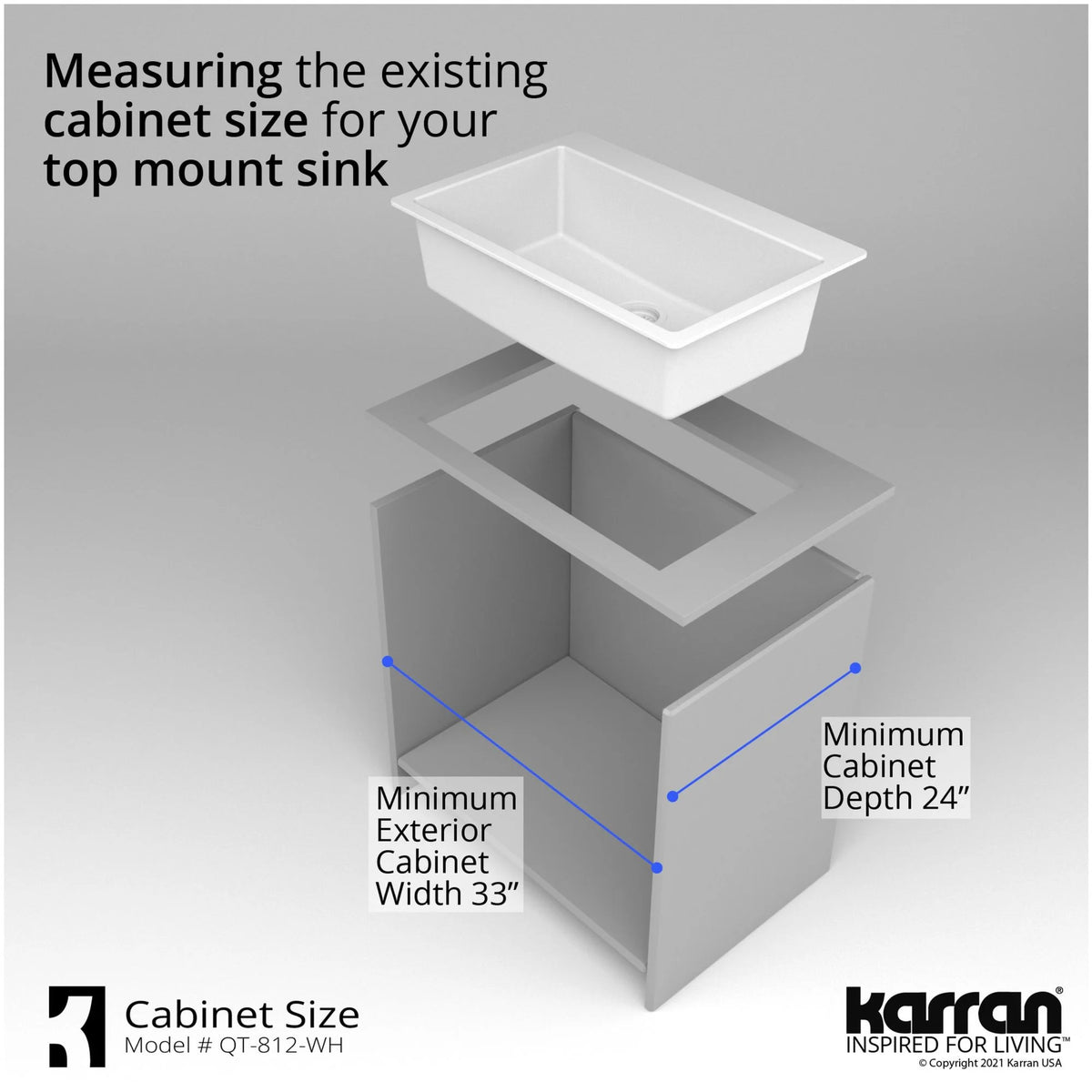 Karran Usa Qt-812 Quartz Qt 33" Drop In Single Basin Quartz Composite Kitchen Sink - White