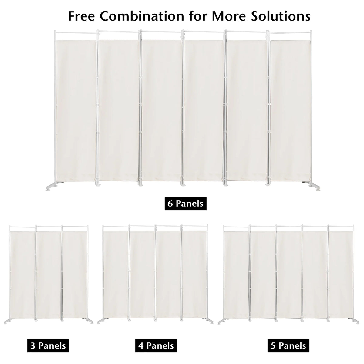 Costway 6-Panel Room Divider Folding Privacy Screen w/Steel Frame Decoration Brown