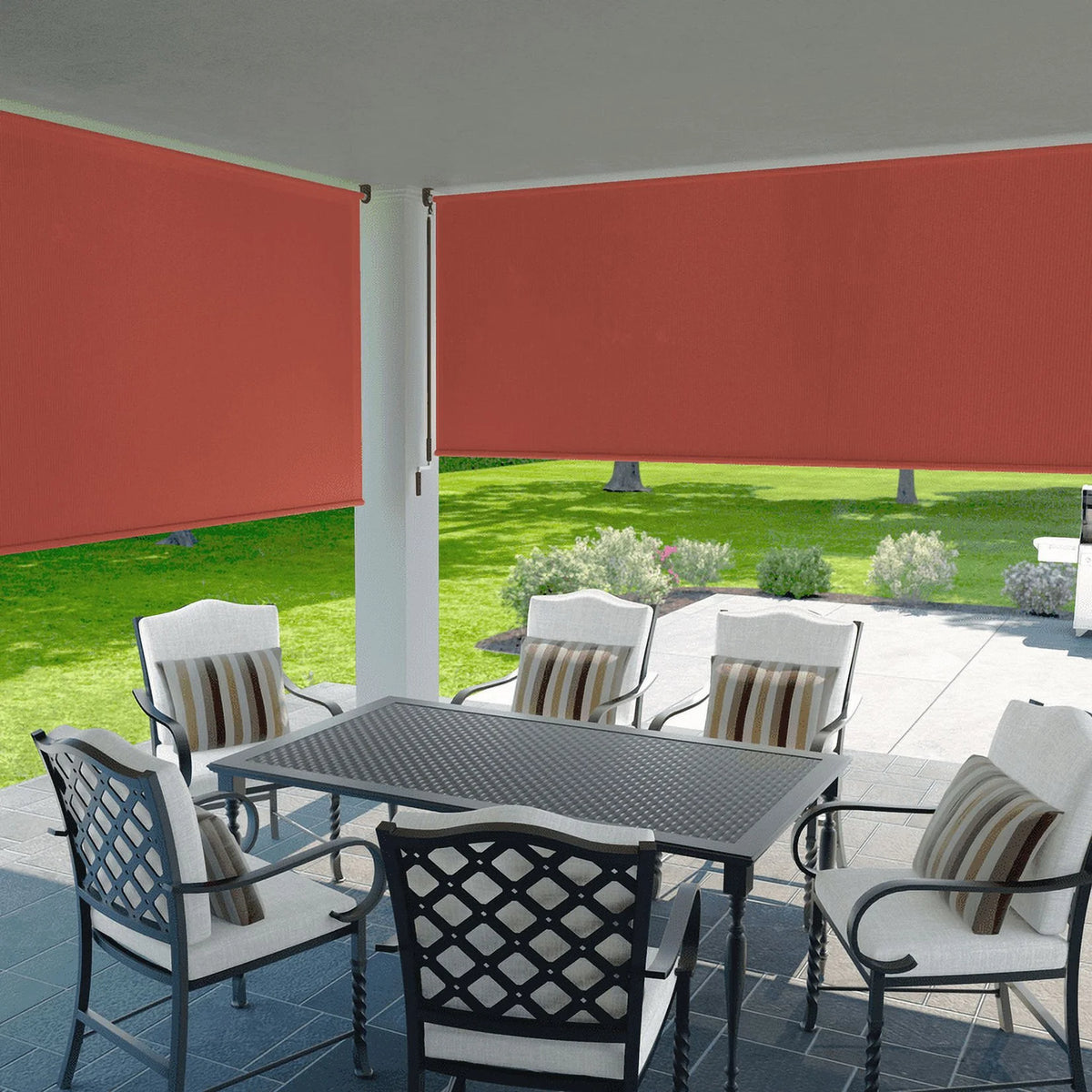 Coolaroo Light Filtering/Energy Efficient Polyethylene Roller Window Shades, Red, 2.95 in x 8'