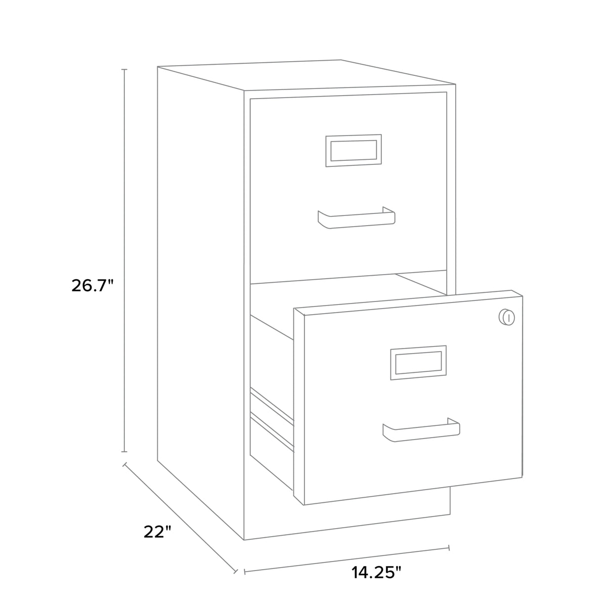 Space Solutions 22" Deep 2 Drawer Mobile Smart Letter Width Vertical File Cabinet, Stone