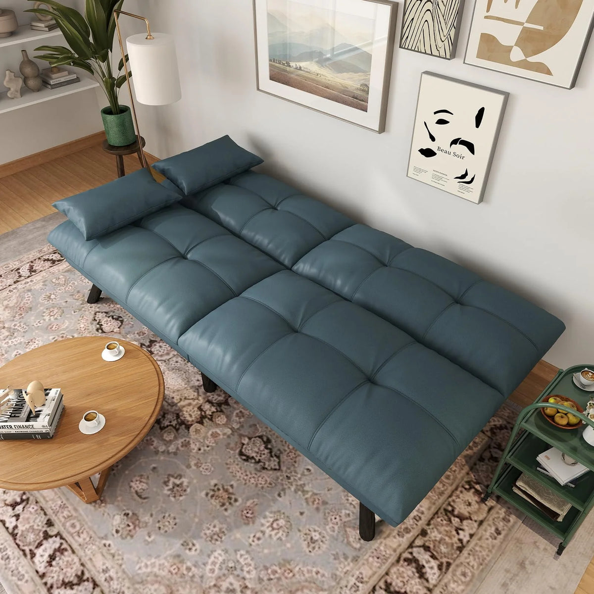 70���� Convertible Futon Sofa Bed Folding Bed Sleeper Couch for Living Room, Small Space or Office, Light Grey