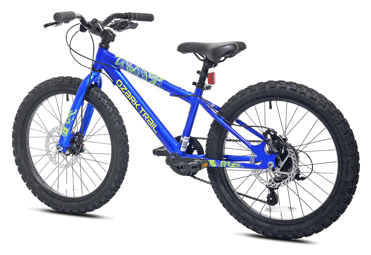 20" Ozark Trail Vibe Mountain Bicycle, 7 Speed, Fits Riders 3'11"-4'4", Blue, Teen, Unisex