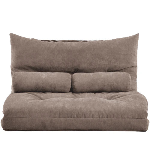 Folding Floor Sofa Bed with 5-Position Adjustable Recliner Lazy Sofa Video Gaming Sofa,Lounge Sofa with Two Pillows, Black