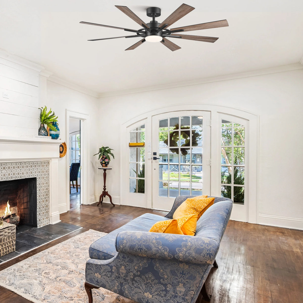 Bestco 60" Ceiling Fan with Light Kit and Remote Control for Farmhouse Living Room