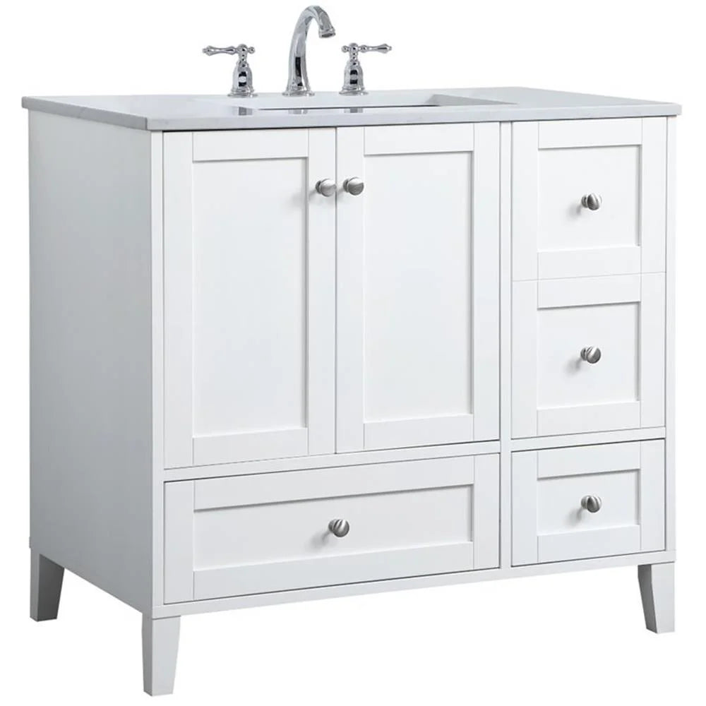 Elegant Decor Sommerville 36" Single Quartz Top Bathroom Vanity in Gray