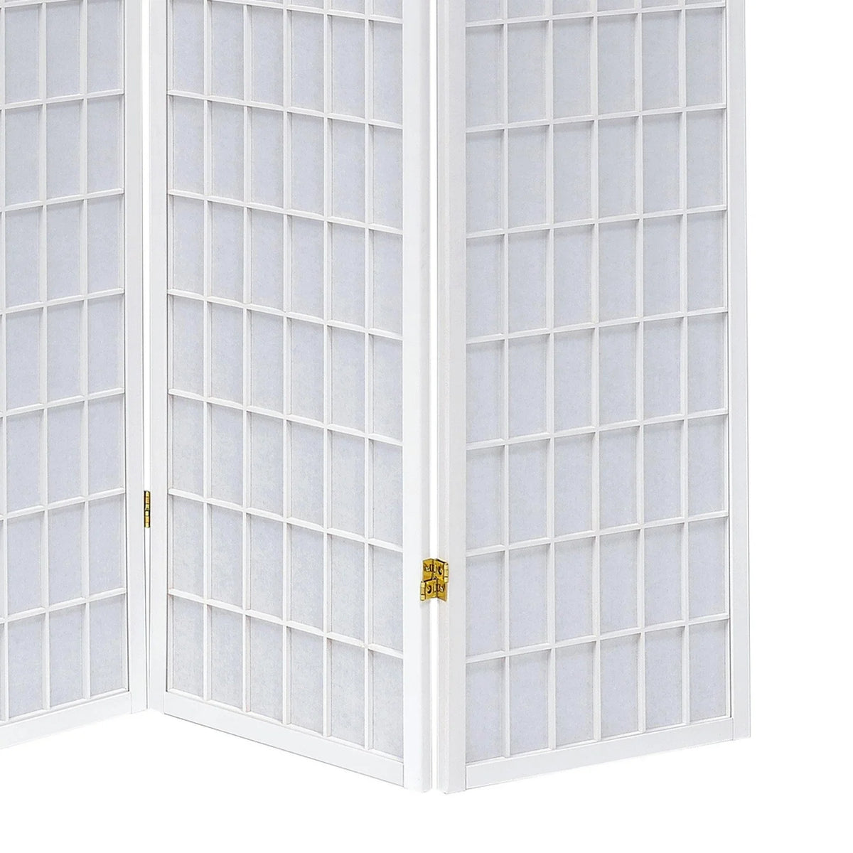 Contemporary Style Four Panel Folding Screen, White