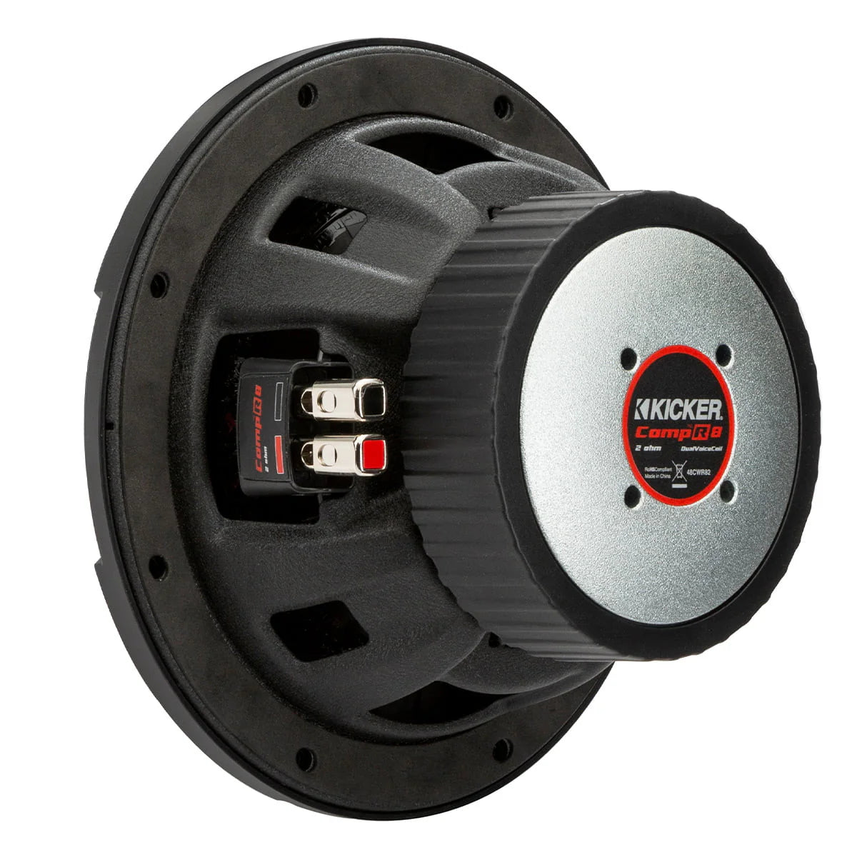 KICKER CompR 8 Inch Dual 4 Ohm DVC 600W Peak Power Car Audio Subwoofer