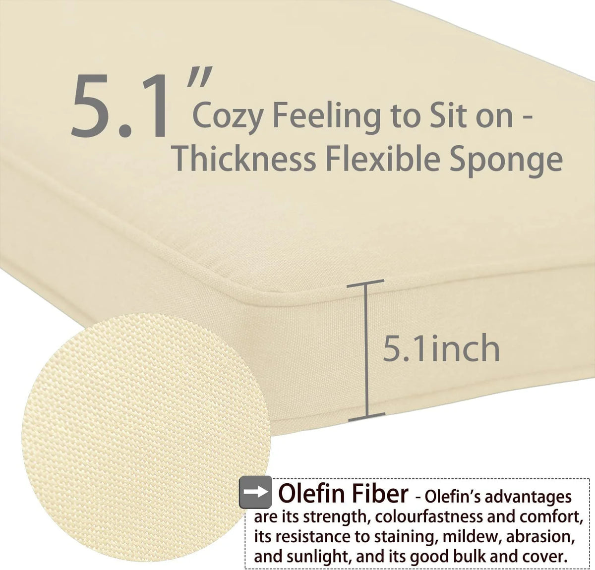 Aoodor 25�?x 25�?Patio Furniture Outdoor Deep Seat Cushion Beige(2 Back 2 Seater 2 Pillow )
