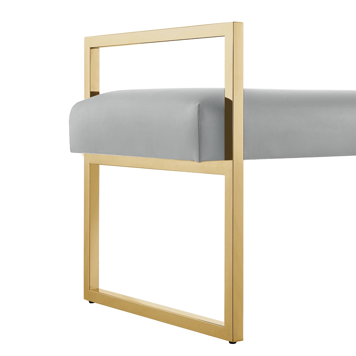 Madisen Velvet Bench with Gold Frame, Navy