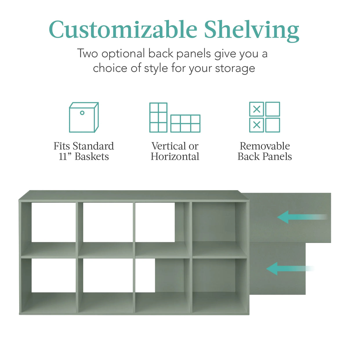 Best Choice Products 8-Cube Bookshelf, 11in Display Storage System, Organizer w/ Removable Back Panels - Black