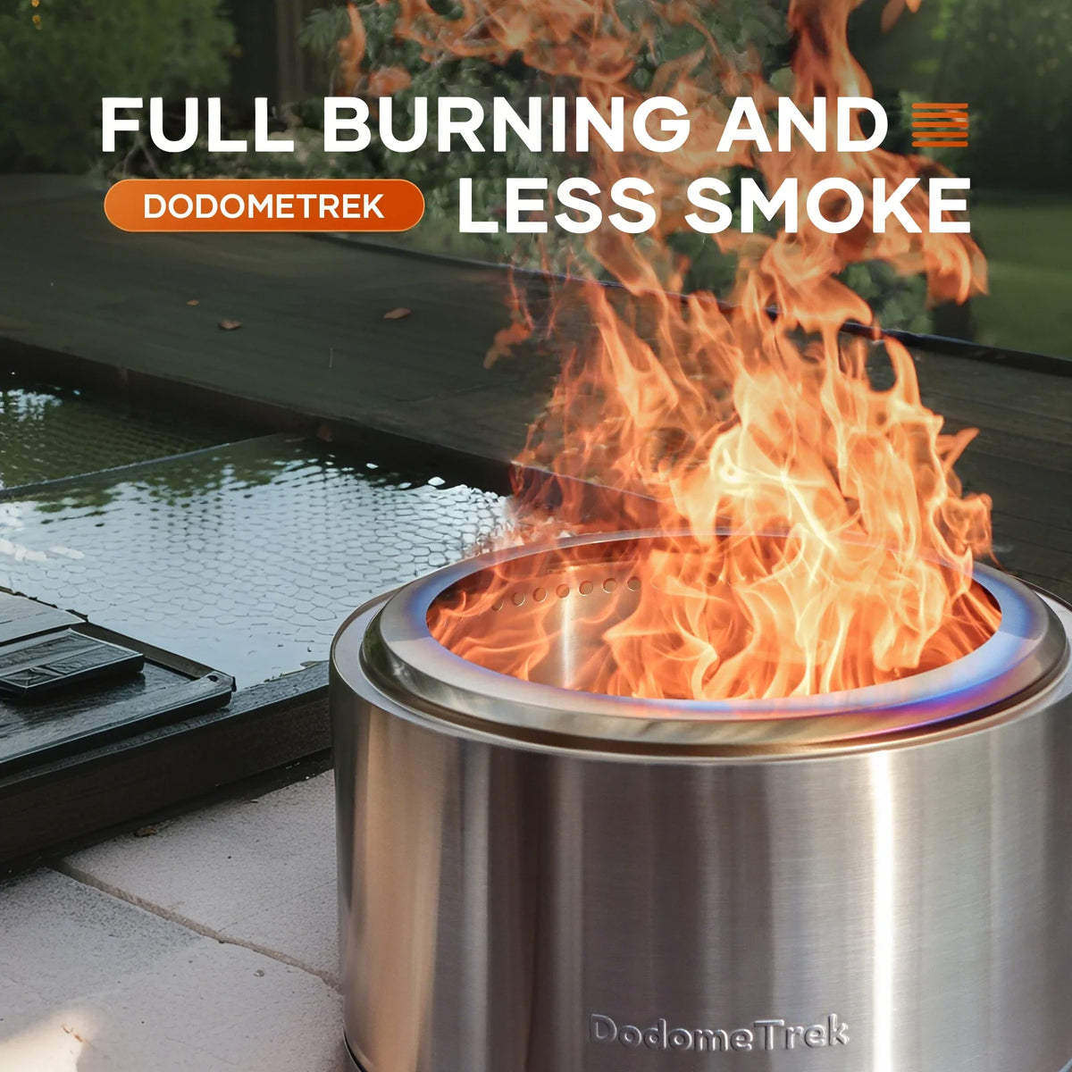 Dodometrek Smokeless Portable Outside Fire Pit, 20in Stainless Steel