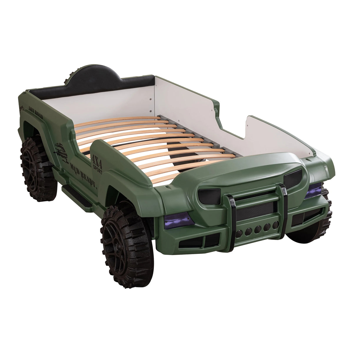 Furniture of America Terra Kids Plastic Twin SUV Bed with LED and Sound, Black