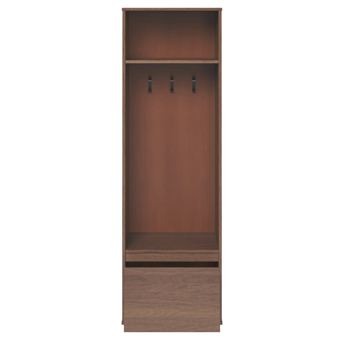 Linon Winston Mid-Century Hall Tree with Cubby and 3 Hooks, Walnut
