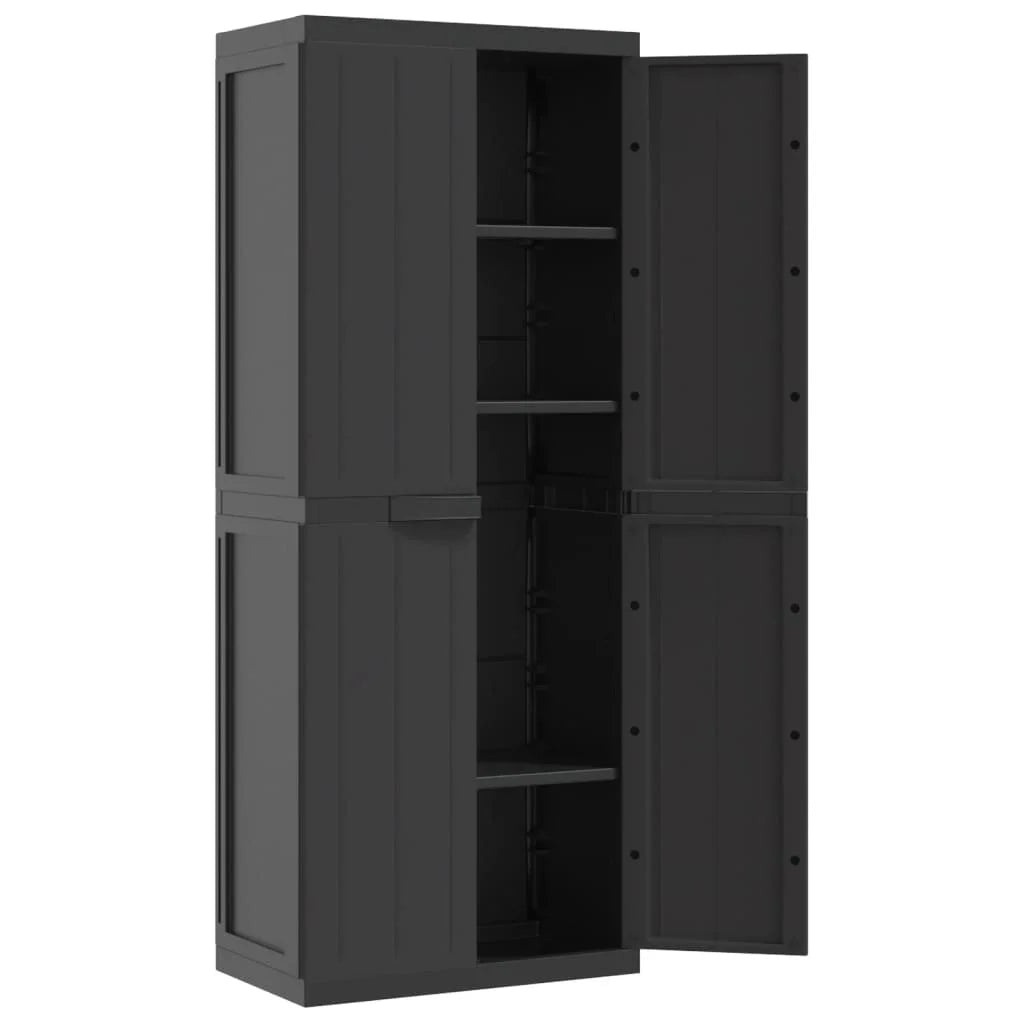 vidaXL Outdoor Storage Cabinet Black 25.6"x14.6"x33.5" PP