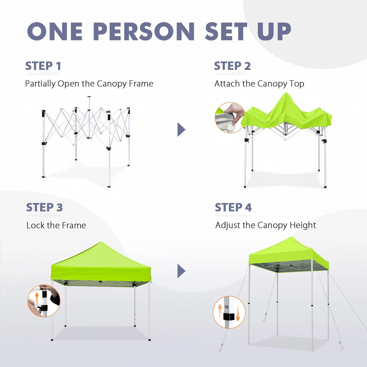 INTER HUT 5x5 Outdoor Pop up Canopy Gazebo, Instant Easy Set up Outdoor Canopy Commercial Fair Shelter, Beige