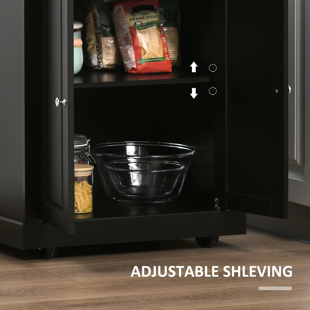 HOMCOM Rolling Kitchen Island Cart, Portable Serving Trolley Table with Drawer, Adjustable Shelf and 2 Towel Racks, Grey