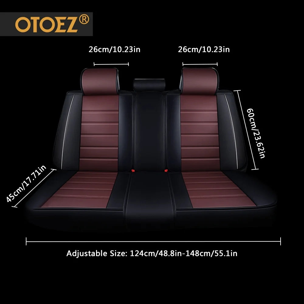 OTOEZ Leather Car Seat Cover Universal 5 Seats Full Set Front Rear Seat Protector