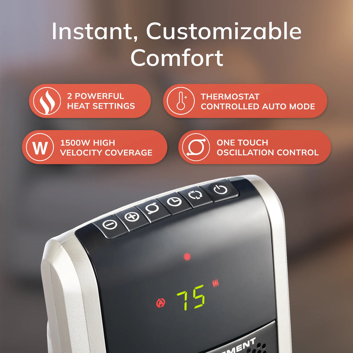 Lasko 29" 1500W Electric Digital Ceramic Tower Space Heater with Remote, Black, 5586