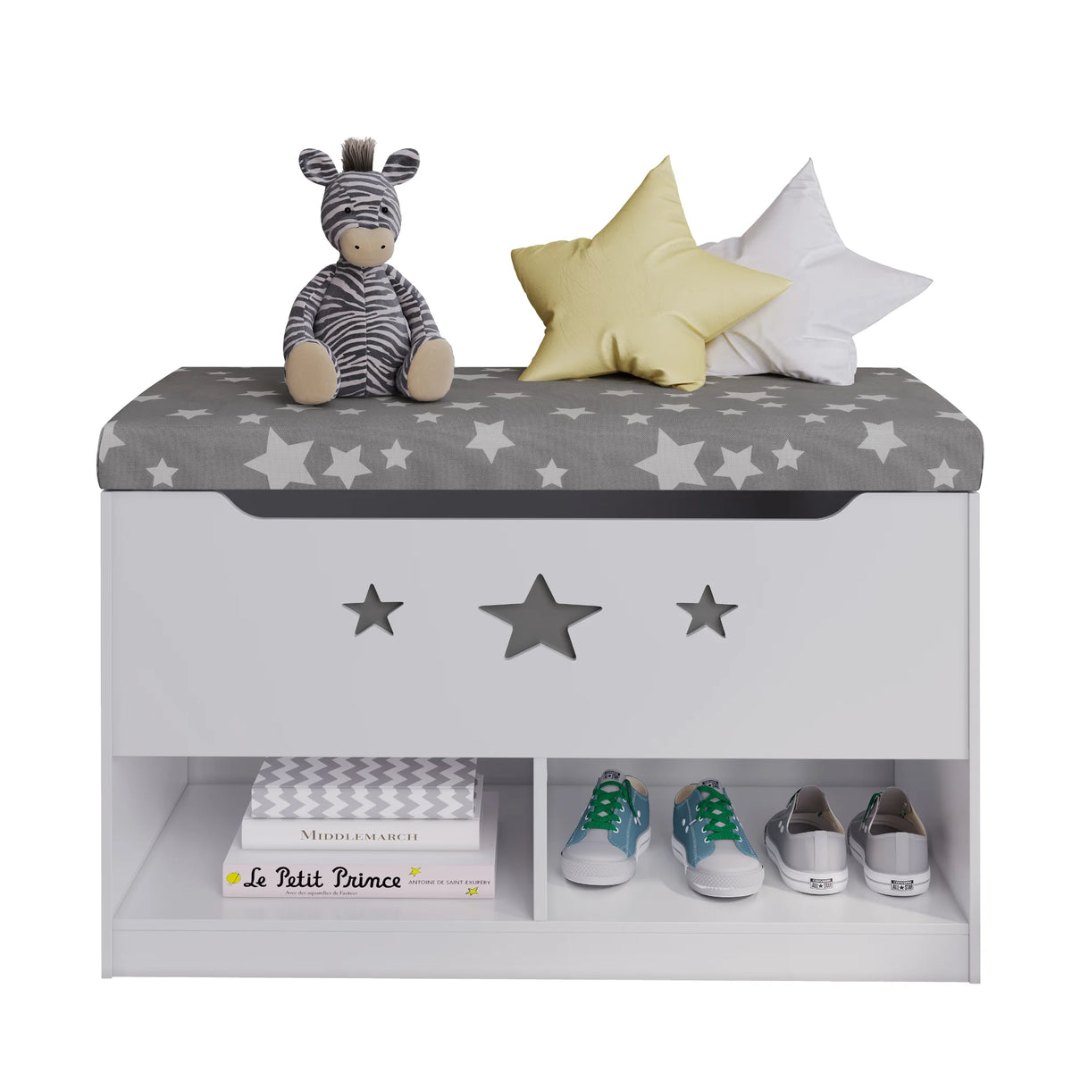 Sturdis Wooden Toy Box Spacious Storage for Home Organization, White