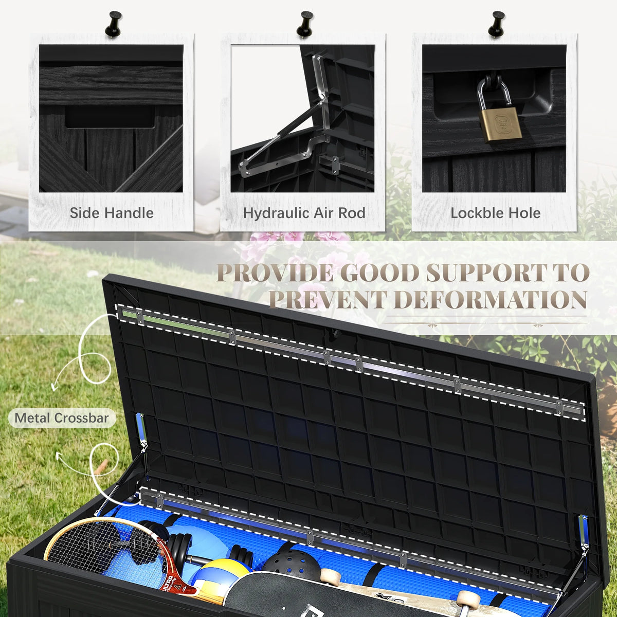 Devoko 120 Gallon Outdoor Patio Box Deck Plastic Resin Storage Box Backyard, Dark Grey