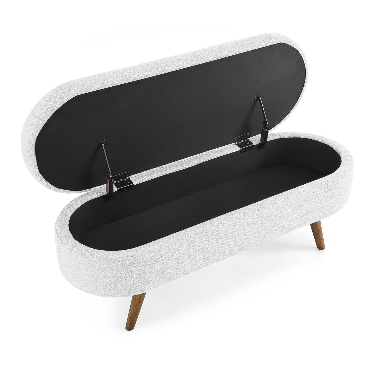 Furniliving Modern Upholstered Button Tufted Storage Ottoman Entryway Bench, Ivory