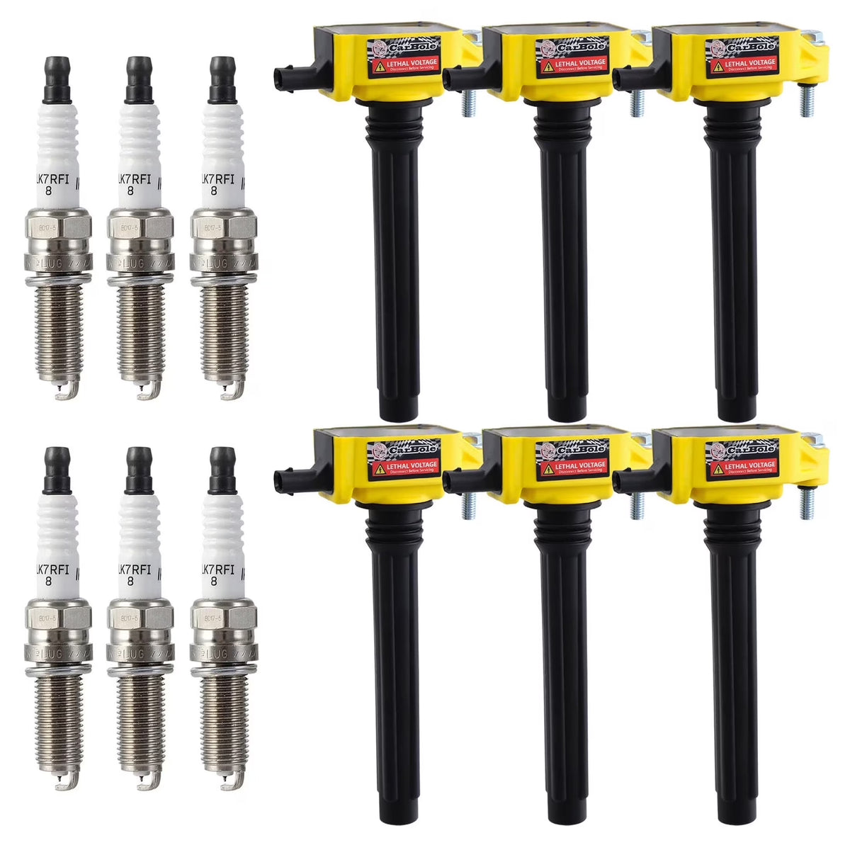 6 Pack UF648 Ignition Coil & Platinum Spark Plug Compatible with Chrysler Dodge Jeep Ram ProMaster 3.6L