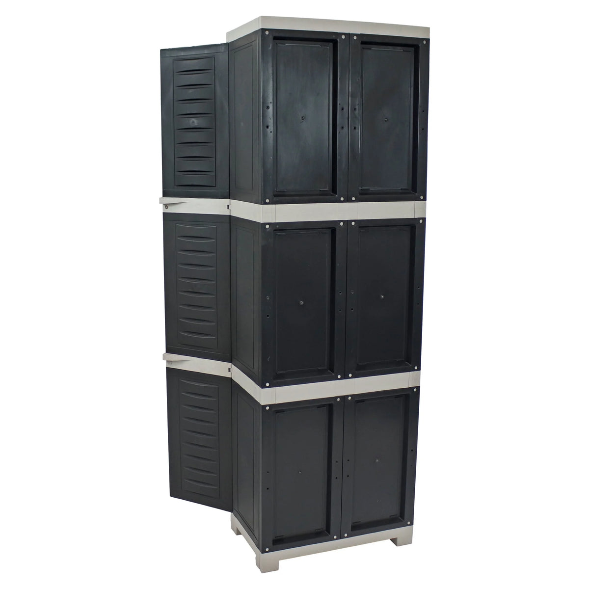Sunnydaze Lockable Adjustable 72" Plastic 4-Shelf Freestanding Garage Storage Cabinet, Charcoal with Gray Trim
