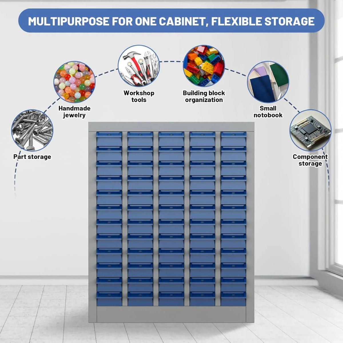 Reykilor 100 Drawers Small Parts Cabinet Bolt and Nut Tool Storage Cabinet Hardware Organizer Electronic Component Sorting Storage