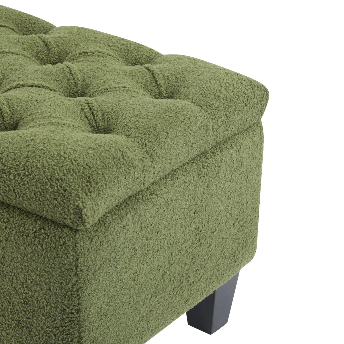 Furniliving Modern Upholstered Button Tufted Storage Ottoman Entryway Bench, Ivory