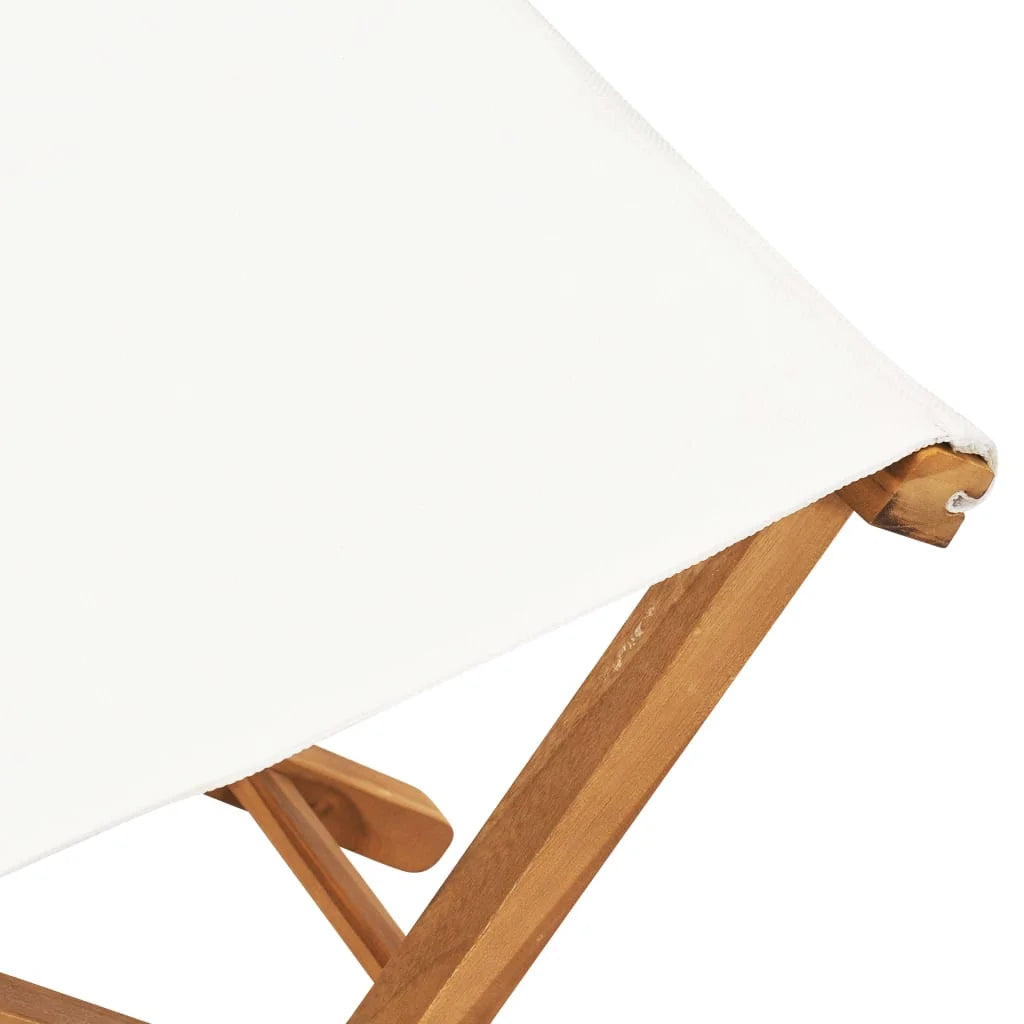 vidaXL Folding Chairs 2 Pcs Patio Stool for Camping Solid Wood Teak and Fabric