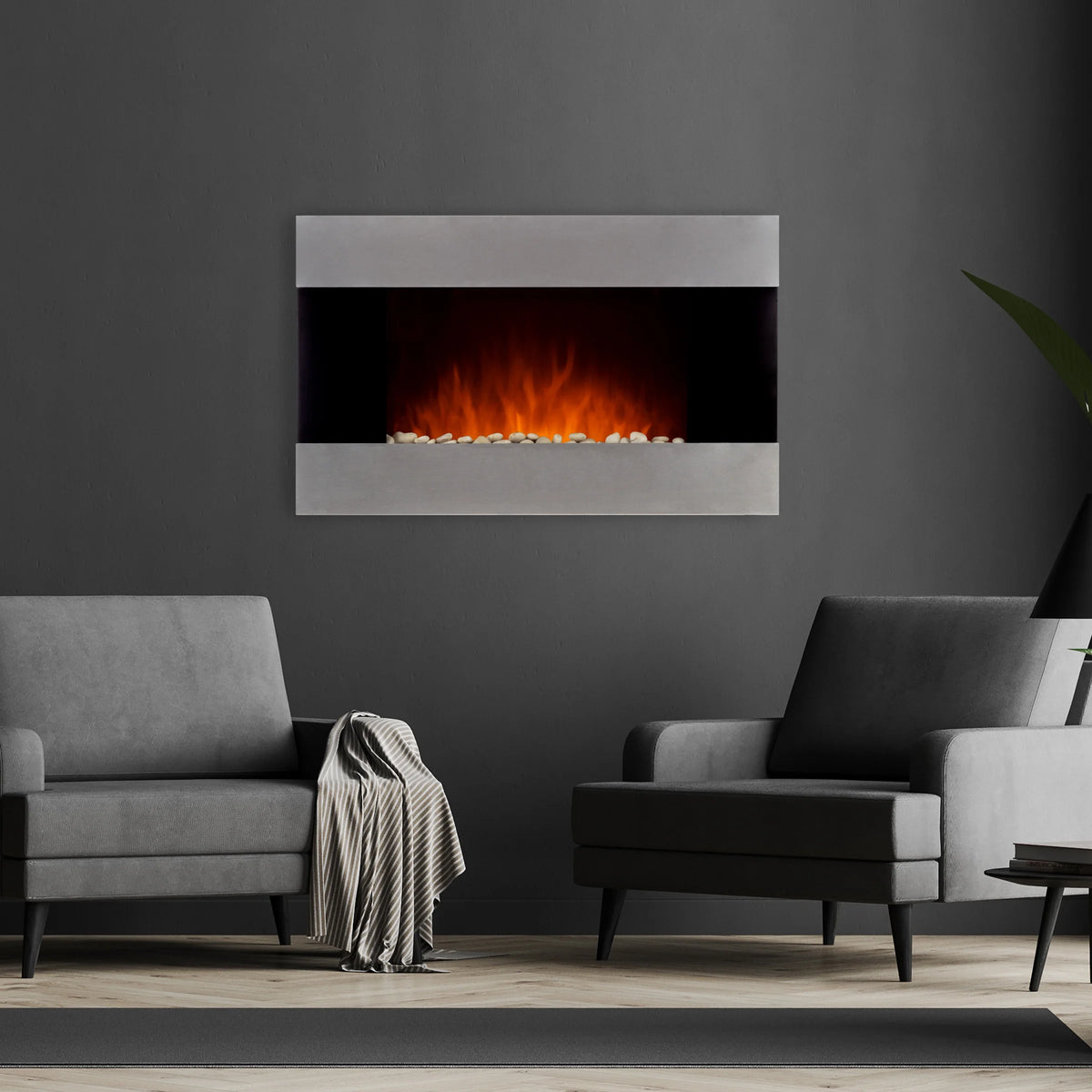 Northwest 36-inch Wall-Mount Electric Fireplace Heater with Orange Flame and Remote
