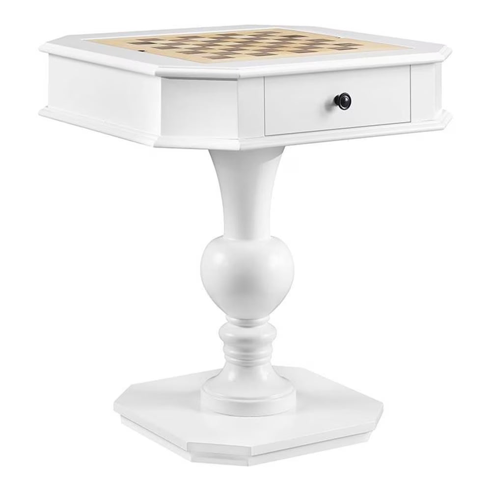 Pemberly Row Contemporary 2-Drawer Wooden Game Table in Black