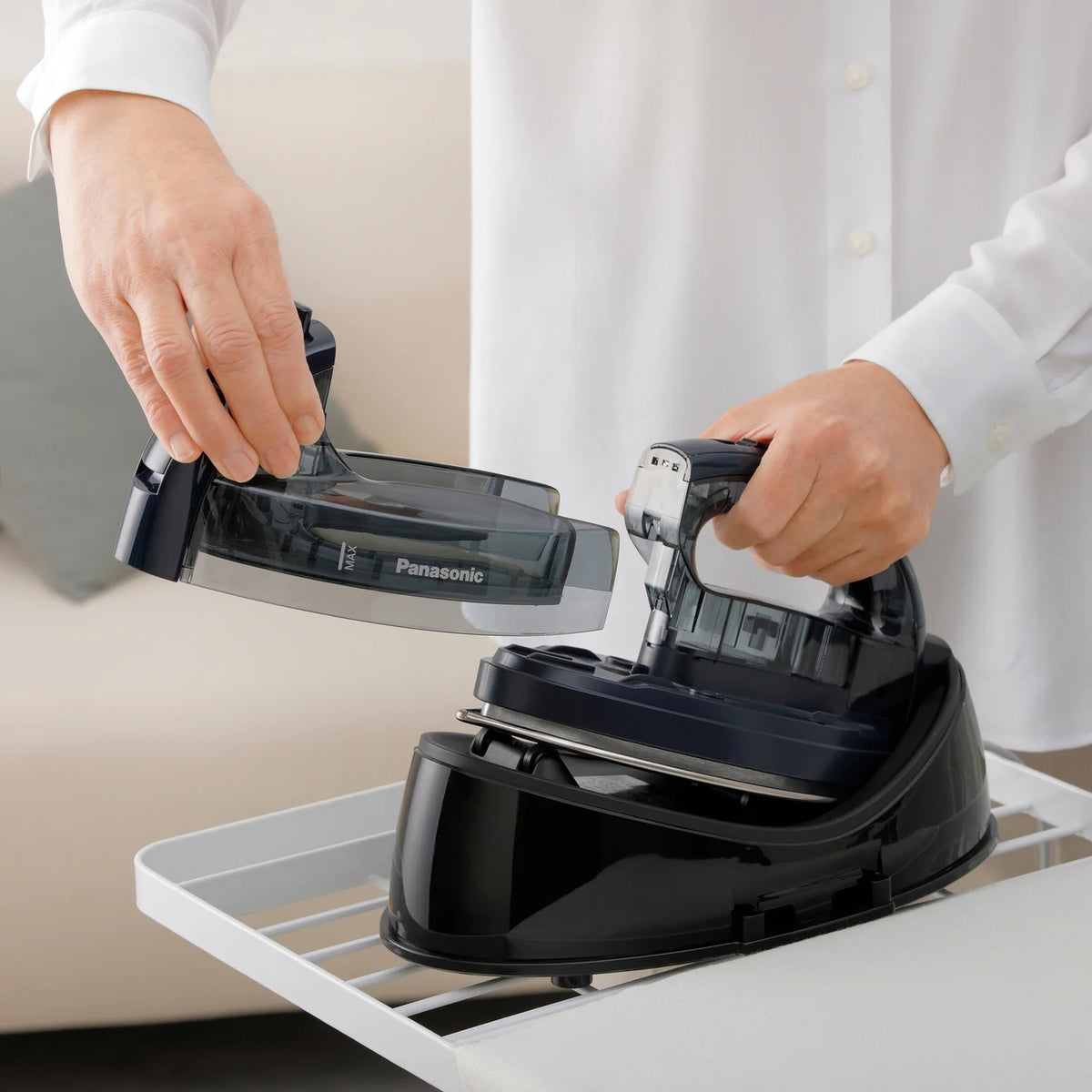 Panasonic NI-WL700A Cordless Steam/Dry Iron, 1500W Wide Stainless Steel Plate, Blue
