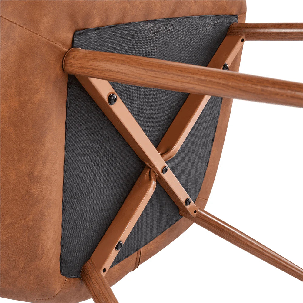 Topeakmart Faux Leather Wingback Accent Chair for Living Room, Brown