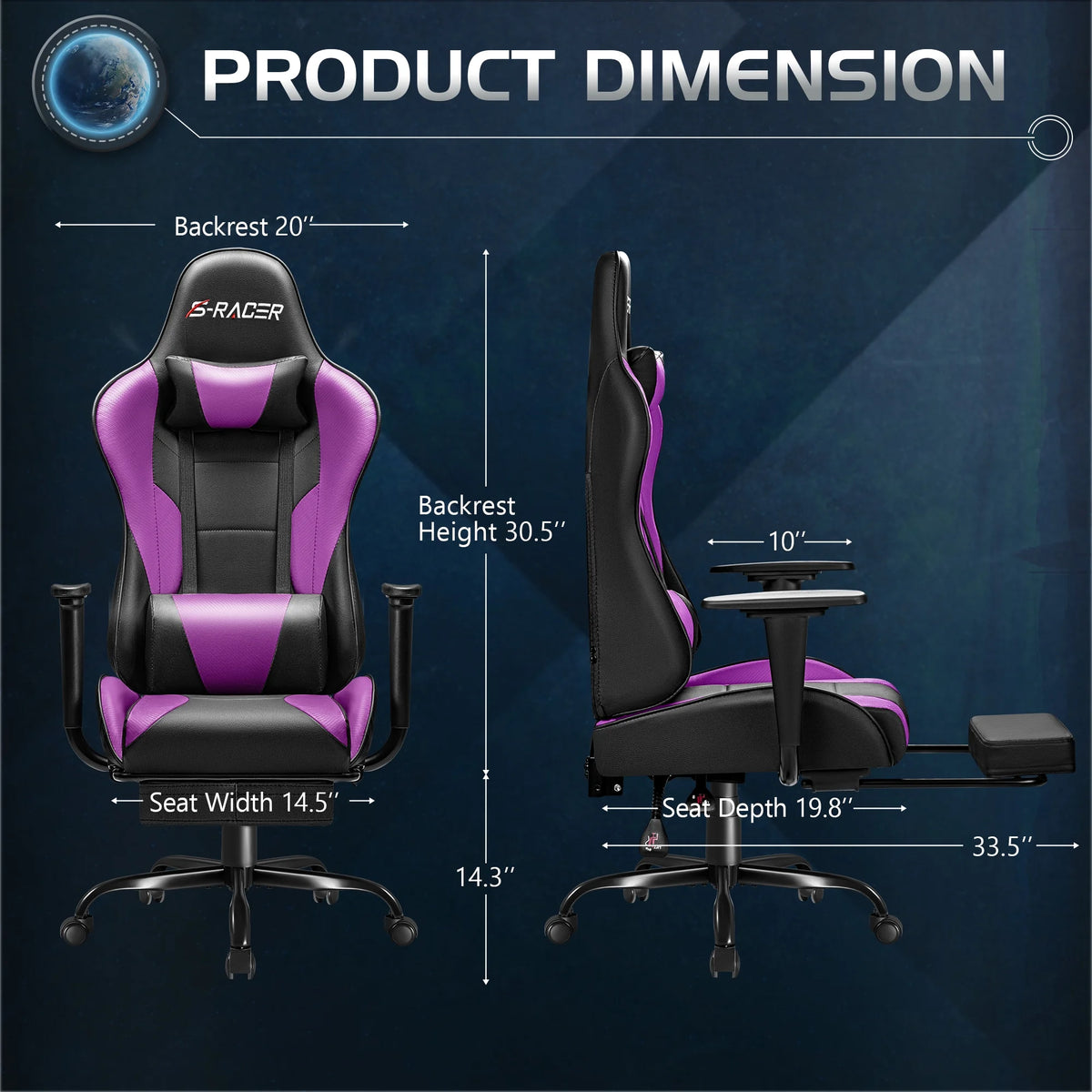 Homall Massage Gaming Chair Office Chair High Back PU Leather Chair with Footrest, Black