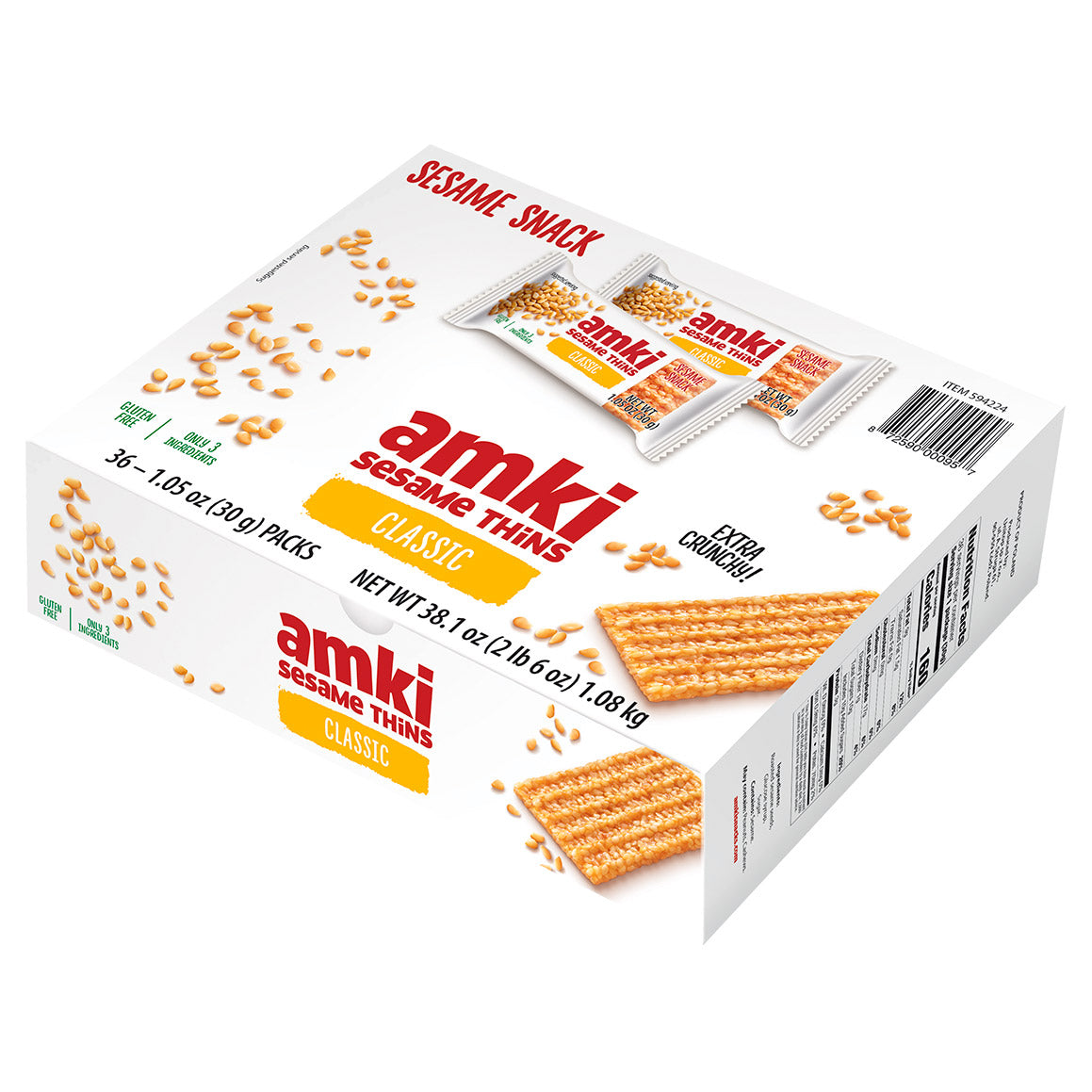 Amki Sesame Thins, 1.25 oz, 36-count