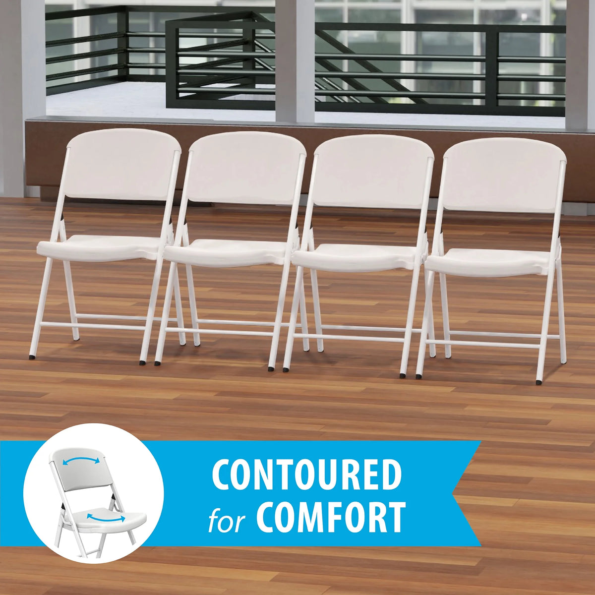 Lifetime Folding Chair, Indoor/Outdoor Commercial, White Granite, 4 Pack (42804)