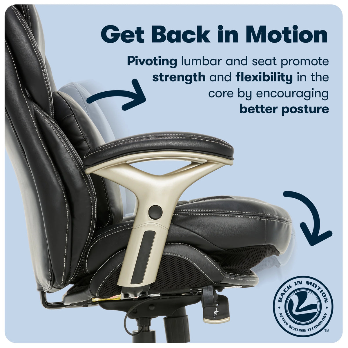 Serta Back in Motion Technology Fabric Executive Office Chair, Light Gray