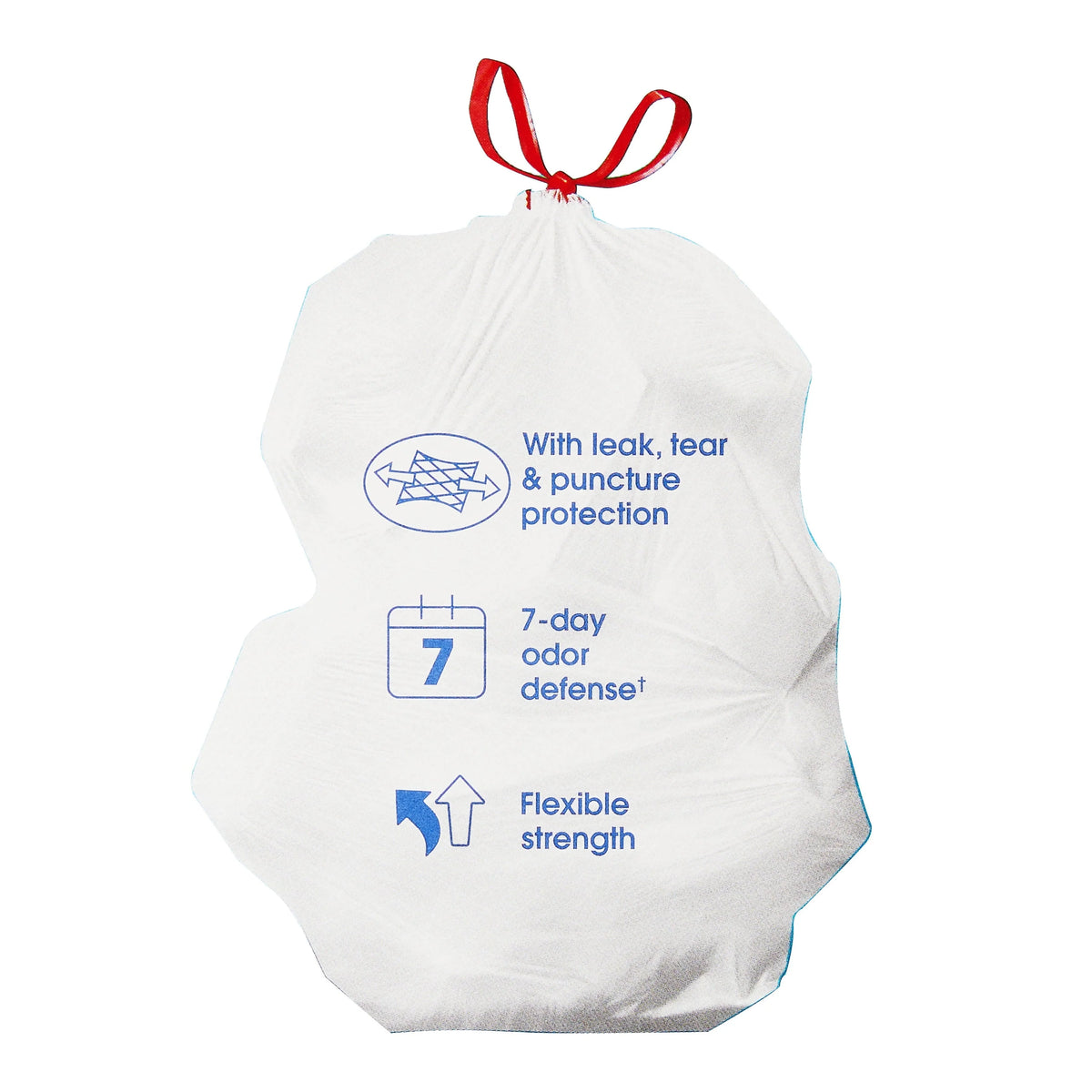 Great Value 13-Gallon White Strong Flex Drawstring Tall Kitchen Garbage Bags, Fresh Scent, 40 Bags