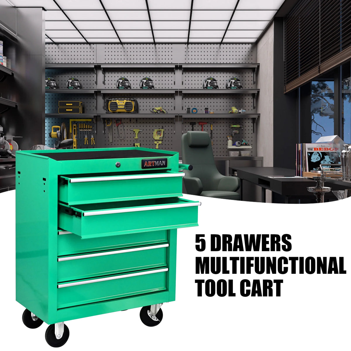 ARTMAN 5 Drawer Rolling Tool Chest, Tool Storage Cabinet  with Wheels and Drawers for Garage Warehouse