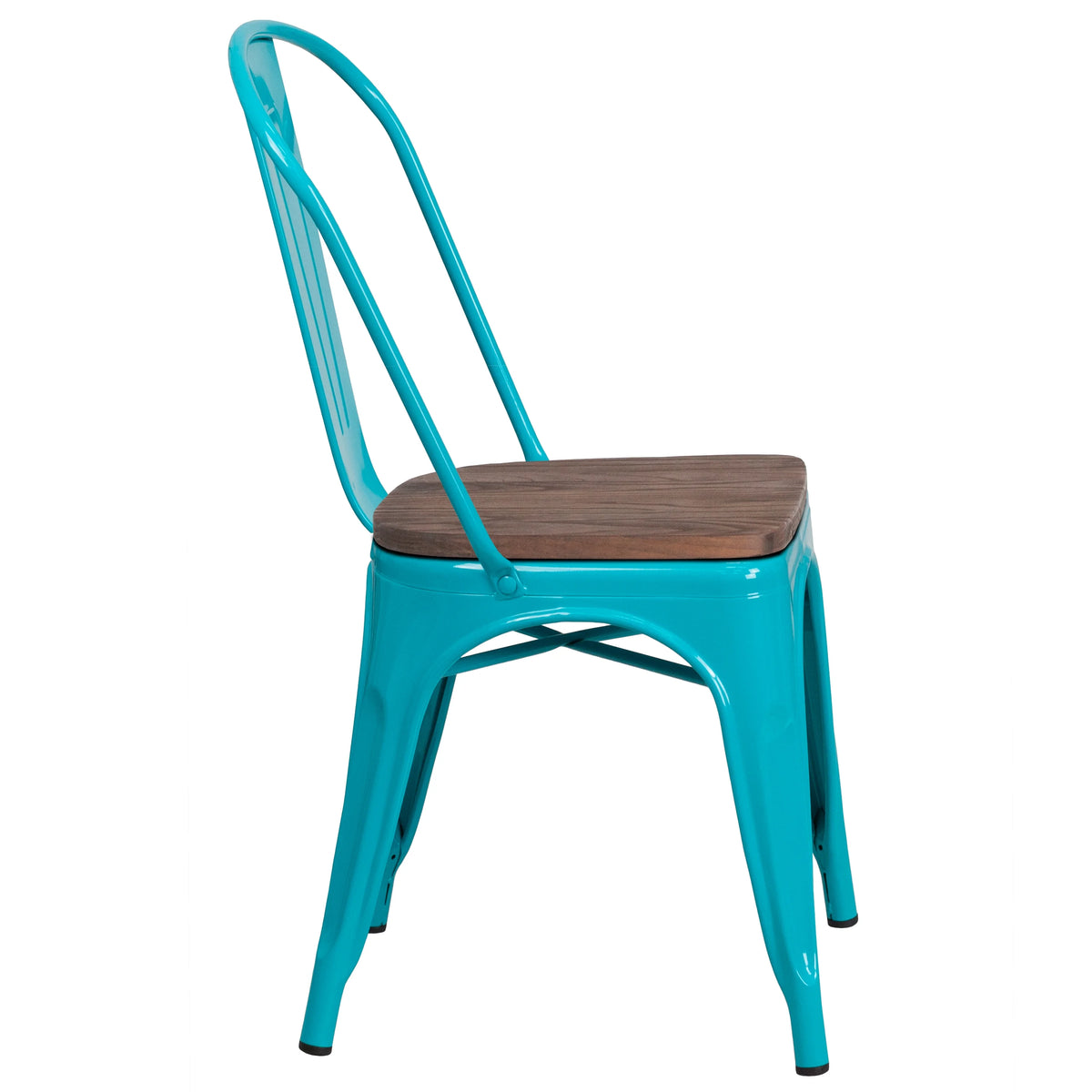 Flash Furniture Copper Metal Stackable Chair with Wood Seat