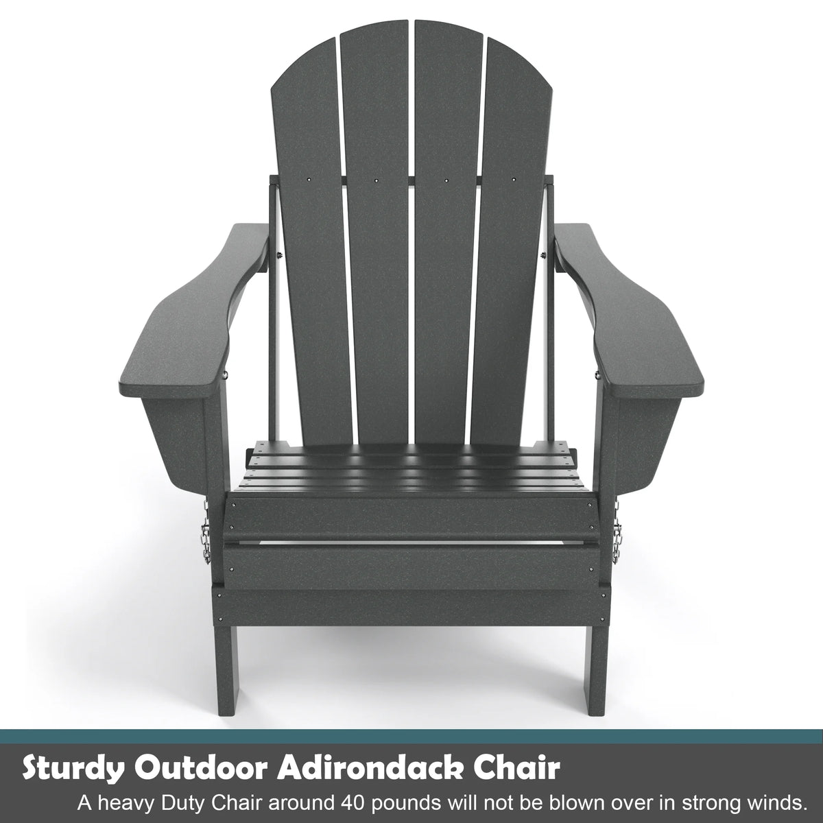 TORVA Folding Adirondack Chair, Fire Pit Chair,Patio Outdoor Chairs All-Weather Proof HDPE Resin for BBQ Beach Deck Garden Lawn Backyard, Black