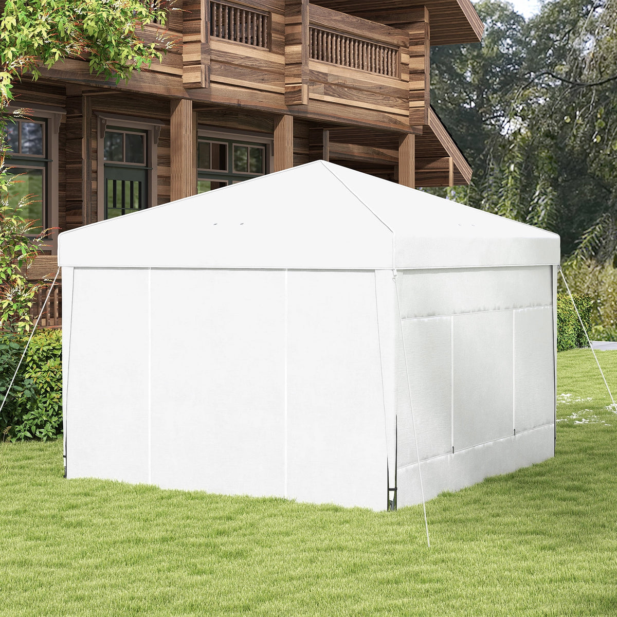 Outsunny 116.25 x 116.25 in Black Pop up Outdoor Canopies, Adjustable Height