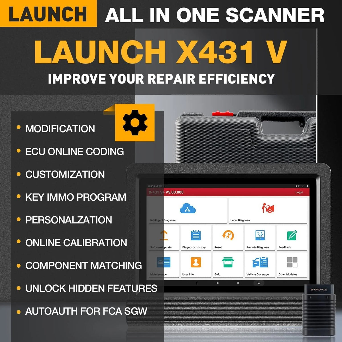 LAUNCH X431 V Pro 4.0 Car Diagnostic Scan Tool, OE-Level Full Systems Bidirectional Automotive Diagnostic Scanner with 37+ Reset Functions, Online Coding