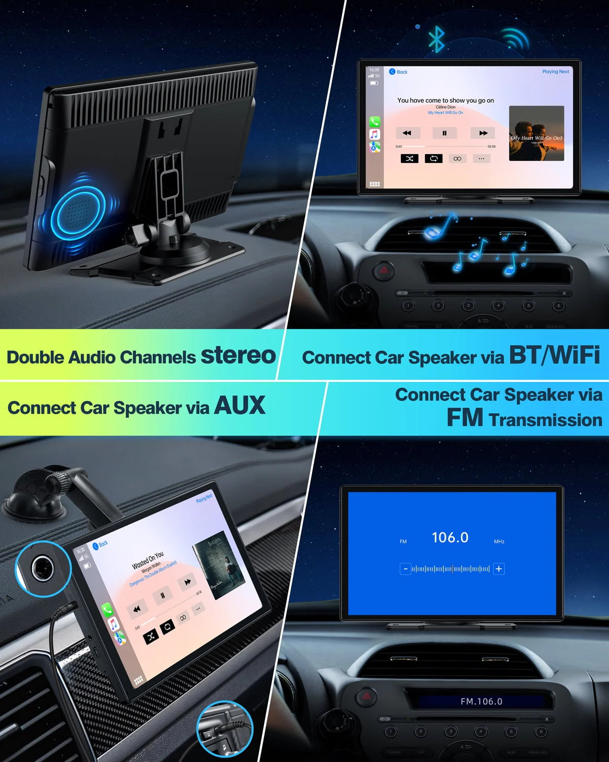 LAMTTO 9" HD IPS Screen Wireless Car Stereo Apple Carplay with 2.5K Dash Cam,1080P Backup Camera,Portable Touch Screen GPS Navigation for Car, Car Audio Receivers with Bluetooth,Android Auto