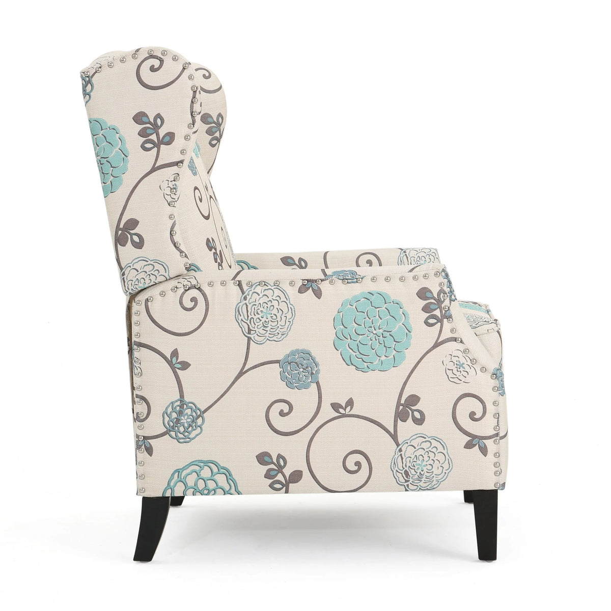 Noble House Allan Standard Fabric Wingback Pushback Recliner, Light Beige