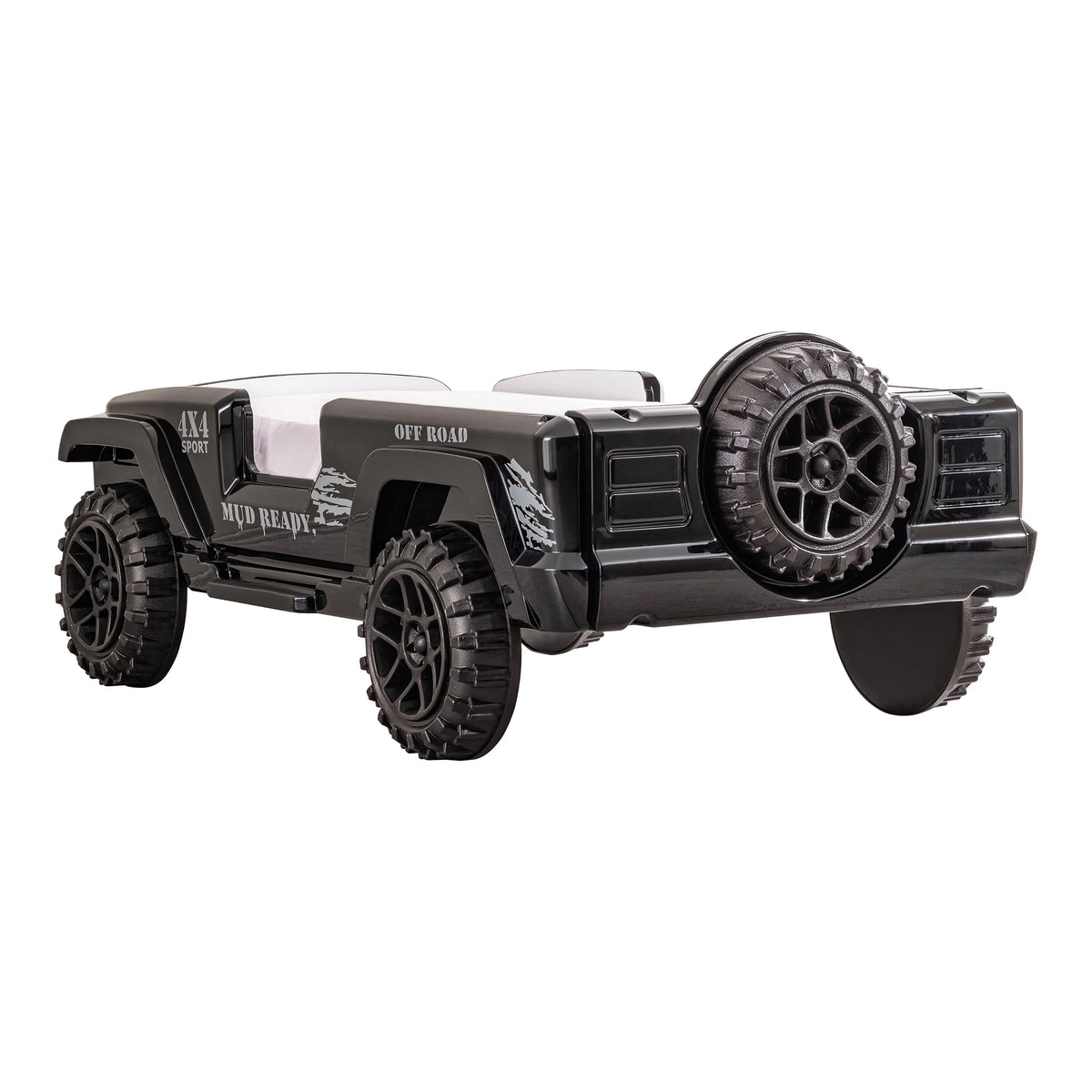 Furniture of America Terra Kids Plastic Twin SUV Bed with LED and Sound, Black