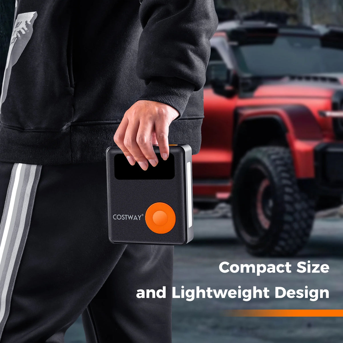 Costway Jump Starter with Air Compressor 150PSI Digital Tire Inflator LED Screen Portable