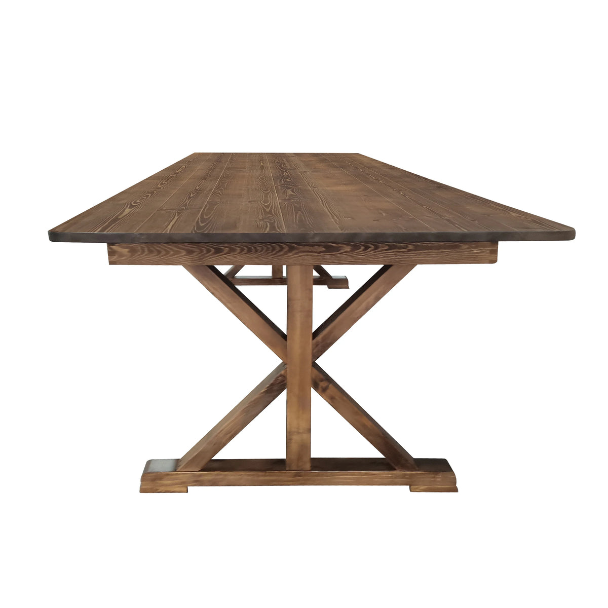 Merrick Lane 9' x 40" Rectangular Antique Rustic Solid Pine Foldable Dining Table with Crisscross Legs